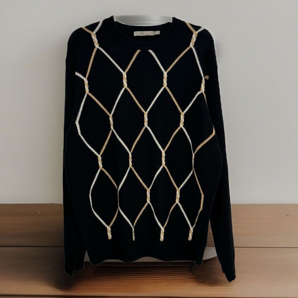 Raffi Men's Cashmere Crew Neck Long Sleeve Sweater Size XL/54 Luxury Rope Design